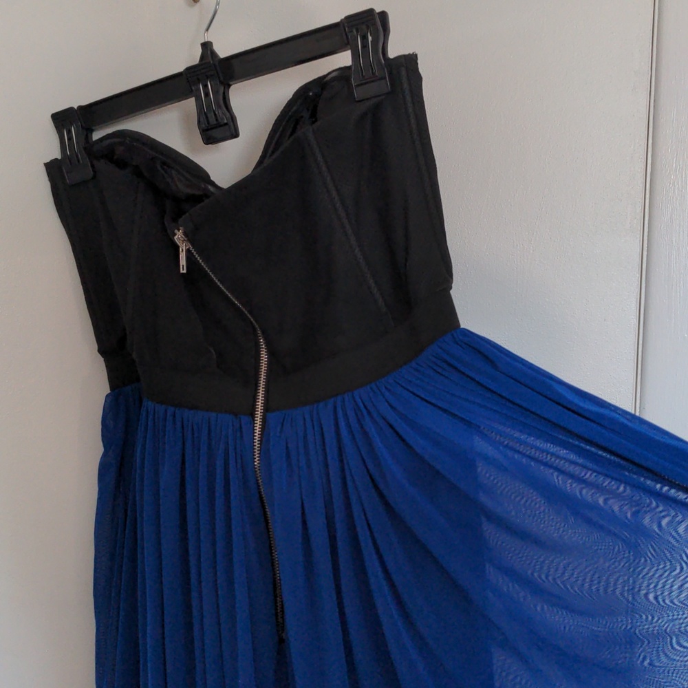 Blue and black strapless dress - Picture 4 of 7